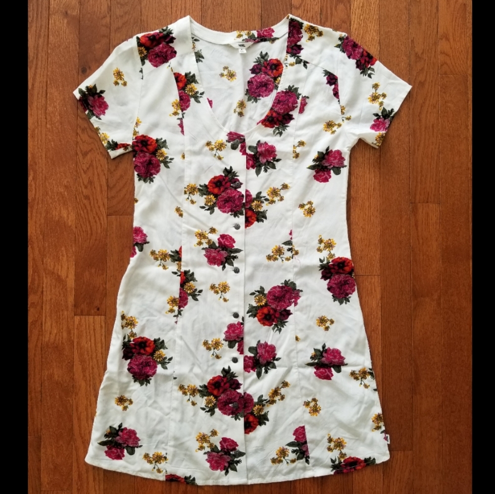 VANS White Floral Sun Dress Mini